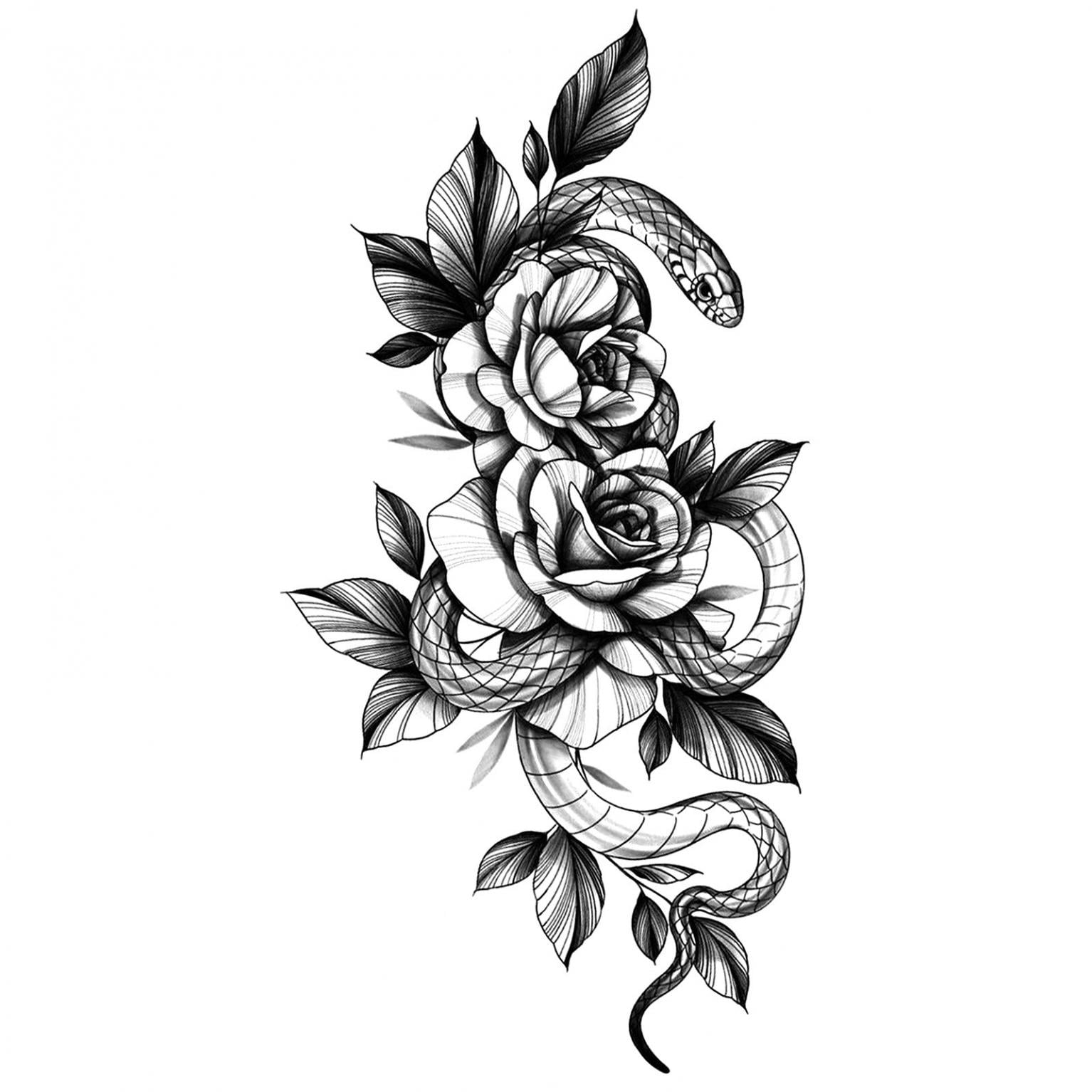 8 3d Sketch Flower Temporary Tattoo Art Arm Sketch Tattoo Stickers  Waterproof Black Tattoo Sticker | Fruugo KR